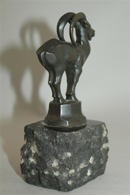 An Art Deco bronze model of a stylised oryx, 6in.